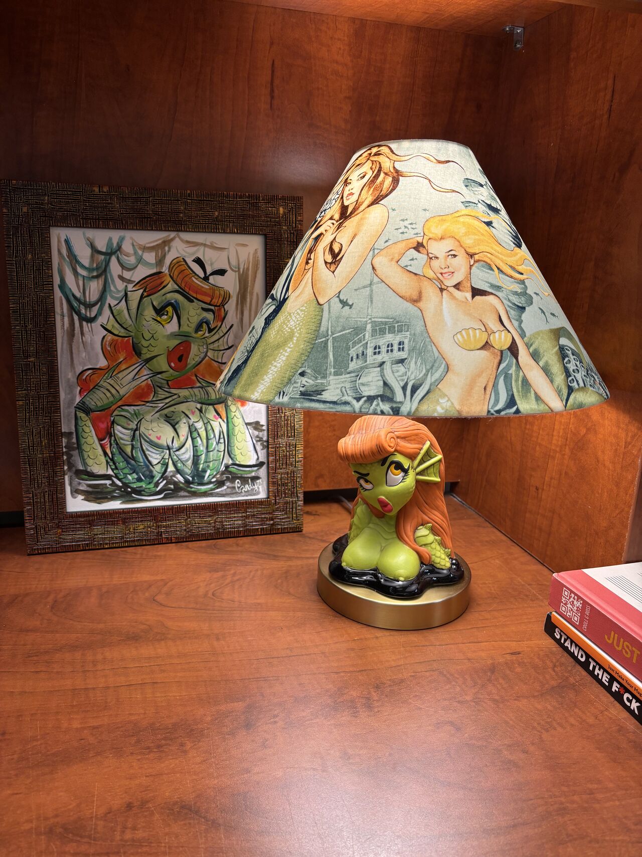 Candy Weil painting with tiki lamp